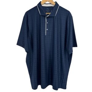 Puma Men Performance Jacquard Check Golf Polo Shirt Short Sleeve Navy Size XXL